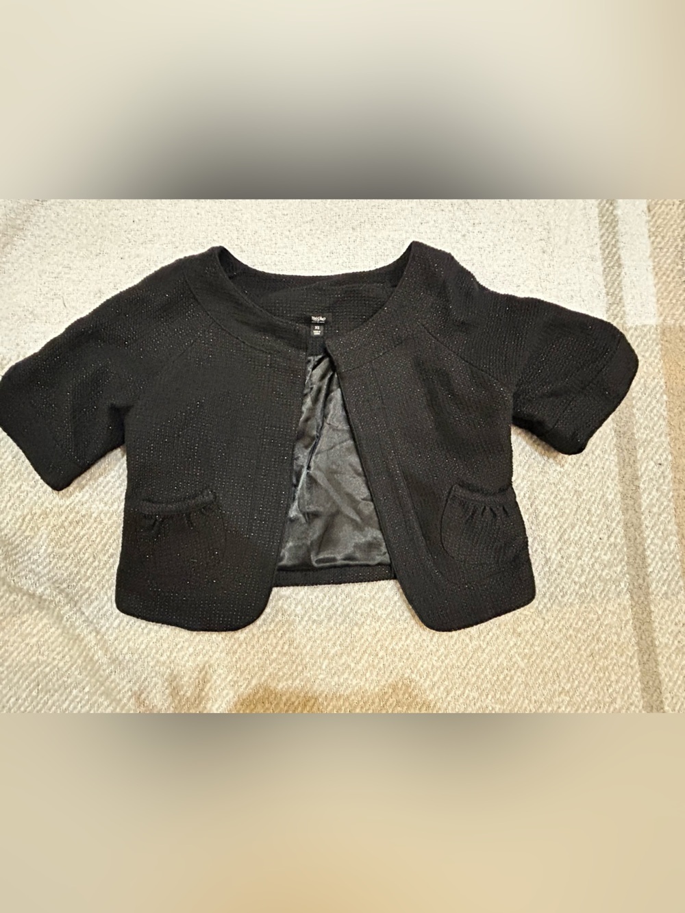 Mossimo Black Sparkle Cropped Bolero Jacket EUC